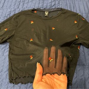 Windsor Mesh Cropped Top with Roses